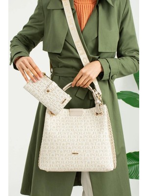 Just Polo Kadın Orijinal Just Polo 3 Bölmeli Ayarlanabilir Askılı Omuz Çantası & Cüzdanı Kombin Ebat 31*30 cm