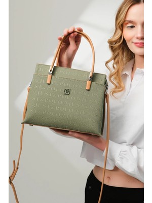 Just Polo Şıklığın ve Zarafetin Buluştuğu Shopper Yeşil Camel Kadın El Çantası Shoulder Bag