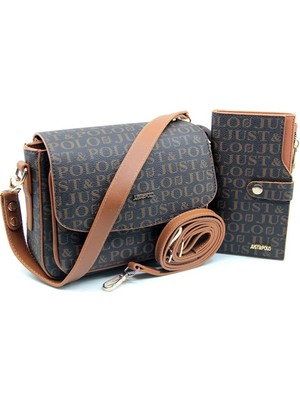 Just Polo Kadın Orta Boy 3 Bölmeli Iki Askılı Omuz Çantası ve Cüzdanı Kombin