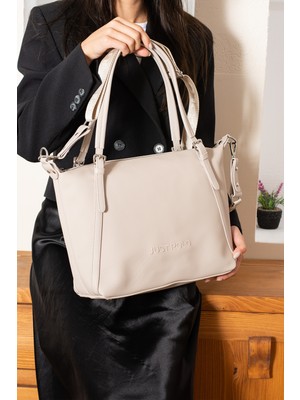 Just Polo Kadın El ve Omuz Çantası Yeni Sezon Ebat:27 x 32 cm Krem