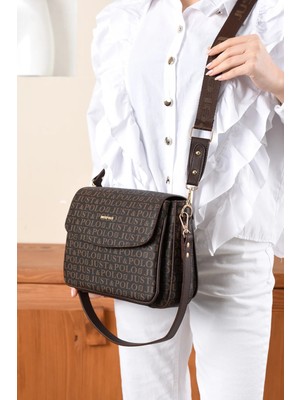 Just Polo Kadın Orijinal Just Polo Baskılı Büyük Boy Şık El ve Omuz Çantası Shoulder Bag Ebat: 29 x 25 cm