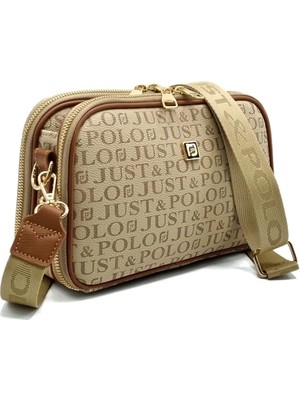 Just Polo Kadın Kum Taba 5 Bölmeli Iki Askılı Omuz Çantası 2053