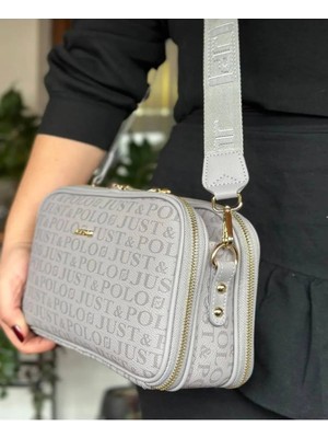 Just Polo Kadın Günlük Kullanıma Uygun Baskılı Ayarlanabilir Askılı Şık Omuz Çantası Ebat: 26 x 16 cm