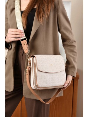 Just Polo Kadın Orijinal Just Polo Baskılı Büyük Boy Şık El ve Omuz Çantası Shoulder Bag Ebat: 29 x 25 cm