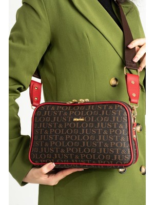 Just Polo Kadın Günlük Kullanıma Uygun Baskılı Ayarlanabilir Askılı Şık Omuz Çantası Ebat: 26 x 16 cm