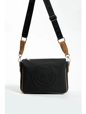 Just Polo Siyah Taba Orta Boy Kalın Askılı Günlük Çapraz Kadın Omuz Çantası 6009MH