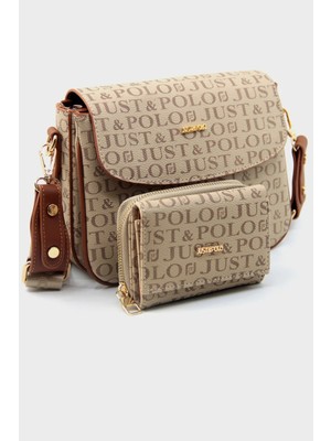Just Polo Kadın Orijinal Just Polo Ayarlanabilir Askılı Şık El & Omuz Çantası ve Cüzdanı Kombin Shopper