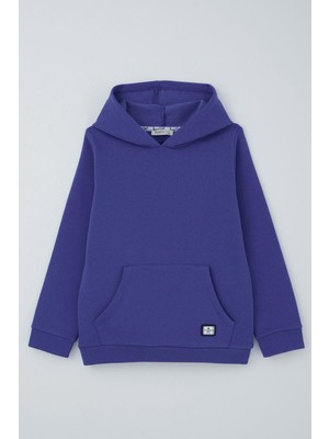 Breeze Kız Çocuk Sweatshirt Kanguru Cepli Armalı 4-8 Yaş, Saks Mavisi