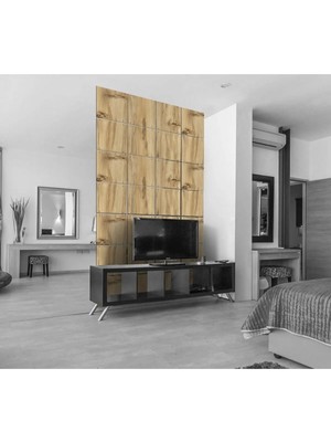 Wooddoom Lazer Kesim Sarkıt Paravan, Ahşap Seperatör, Panel Levha Seti Dekorasyon Ahşap Oda Bölücü Kare Model