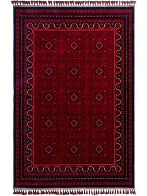 Elvey Home Afgan Vintage Kaymaz Taban Gerçek Kadife Bambu Sık Dokuma Otantik Dekoratif Zamansız Tasarım Halı