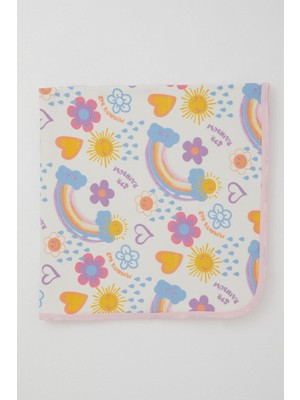 Breeze Yenidoğan Bebek Battaniyesi Çiçek Desenli & Güneşli Standart, Ekru