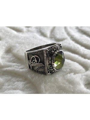Canka Yeşil Zirkon Taşlı 925 Ayar Gümüş Erkek Yüzük