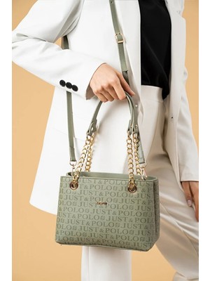 Just Polo Kadın Baskılı Uzun Ayarlanabilir Askılı Şık El ve Omuz Çantası Shoulder Bag