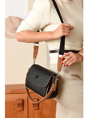 Just Polo Kadın Su Geçirmez Kabartma Baskılı Ayarlanabilir Askılı Şık El & Omuz Çantası