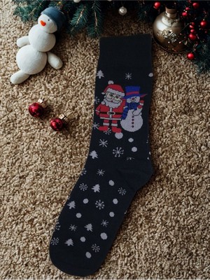 Chrstmas Socks Noel Baba Desenli Dokuma Yılbaşı Çorabı