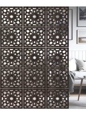 Wooddoom Lazer Kesim Sarkıt Paravan, Ahşap Seperatör, Panel Levha Seti Dekorasyon Ahşap Oda Bölücü Desen