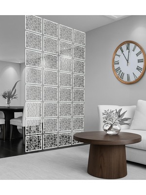 Wooddoom Halkalar Kücük Rastgele Lazer Kesim Paravan, Ahşap Seperatör, Panel Levha Seti Oda Bölücü Desen