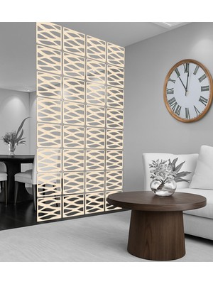 Wooddoom Akan Su Lazer Kesim Paravan, Ahşap Seperatör, Panel Levha Seti Dekorasyon Ahşap Oda Bölücü Desen