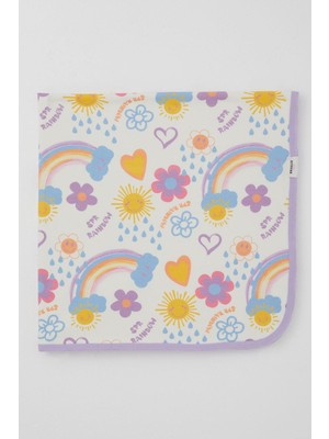 Breeze Yenidoğan Bebek Battaniyesi Çiçek Desenli & Güneşli Standart, Ekru