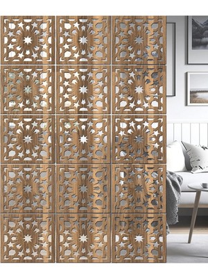 Wooddoom Lazer Kesim Sarkıt Paravan, Ahşap Seperatör, Panel Levha Seti Dekorasyon Ahşap Oda Bölücü Desen