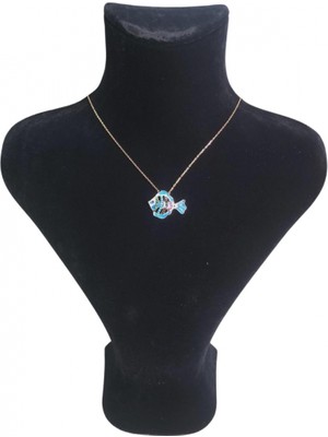 Özer Kutu Kuğu Kolye & Gerdanlık Sergileme Mankeni Siyah Süet 28 cm 2.boy