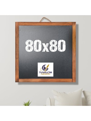 Tuvalcim Kırtasiye 80X80 cm Kara Tahta Yazı Tahtası Kahverengi Çerçeve