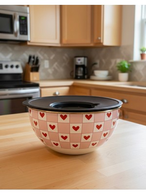 Alev Emaye Emaye 3 Parça Karıştırma, Çırpma, Saklama Kabı - Salata Kabı