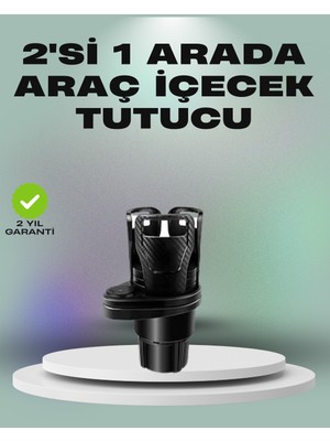 Araba Çift Bardak Tutucu 360° Dönebilen Ikisi Bir Arada Ayarlanabilir