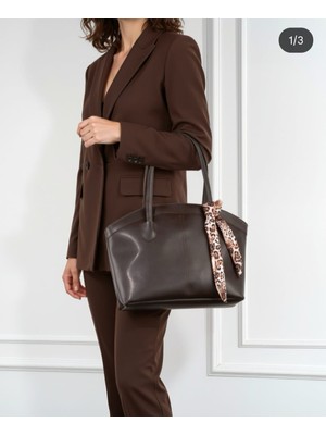 Özüm Takı Çanta Kadın Büyük Boy Omuz ve Kol Çantası Kahverengi