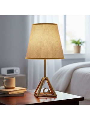 Patentli Ay Yıldız Detaylı Metal  Dekoratif Ayaklı  Abajur – Kablolu Modern Masa Lambası