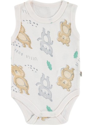 Civil Baby Ayıcık Baskılı Çıtçıtlı Badi - Ekru 18-24 Ay Renkli Kumaş Özellikleri ile Rahat Kullanım