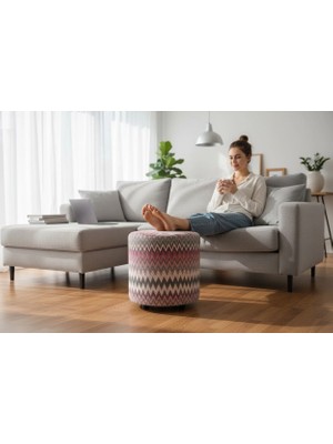 Elanora Home Dokusu ve Modern Tasarımıyla Her Ortama Uyum Sağlayan Çok Amaçlı Puf