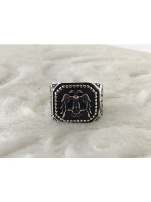 Canka Selçuklu Kartalı İşlemeli 925 Ayar Gümüş Erkek Yüzük