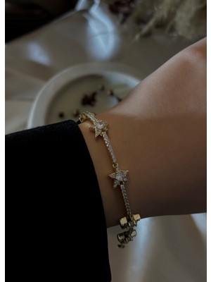 MonCherietr Stellar Zirkon Taşlı Altın Kaplama Bileklik