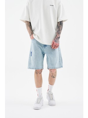 Machinist Erkek Basic Koyu Jean Şort Kar Mavi