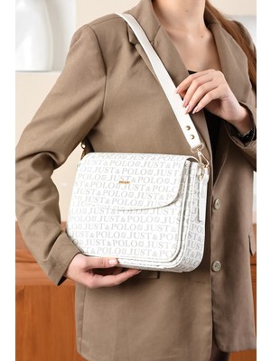 Just Polo Kadın Orijinal Just Polo Baskılı Büyük Boy Şık El ve Omuz Çantası Shoulder Bag Ebat: 29 x 25 cm