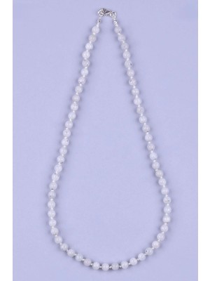 Taşmir Ay Taşı Doğal Taş 6 mm Arası Düğümlü Kolye