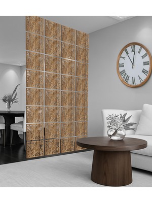 Wooddoom Çiçek Modelli Lazer Kesim Paravan, Ahşap Seperatör, Panel Levha Seti Ahşap Oda Bölücü Desen