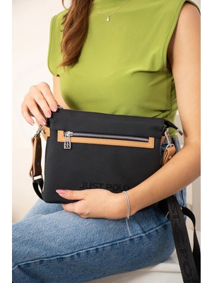 Just Polo Kadın Siyah Taba Ayarlanabilir Uzun Askılı Omuz Çantası P346036MH