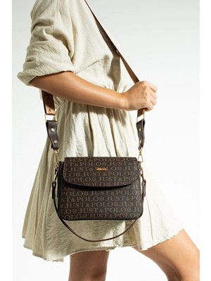Just Polo Kadın Baskılı Ayarlanabilir Askılı Şık ve Lüks El & Omuz Çantası Shoulder Bag