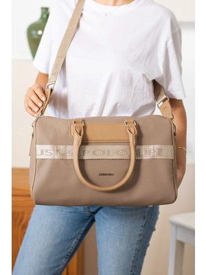 Just Polo Kadın Yeni Sezon Lakos Kumaş Silindir Büyük Boy El ve Omuz Çantası