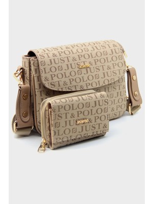 Just Polo Kadın Orijinal Just Polo Ayarlanabilir Askılı Şık El & Omuz Çantası ve Cüzdanı Kombin Shopper