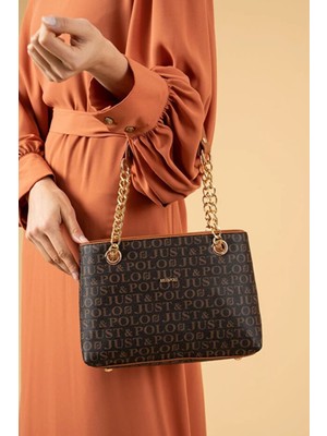 Just Polo Kadın Baskılı Uzun Ayarlanabilir Askılı Şık El ve Omuz Çantası Shoulder Bag