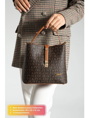 Just Polo Kadın Orta Boy Su Geçirmez Günlük Şık El ve Omuz Çantası Ebat 23 x 18 cm Shoulder Bag