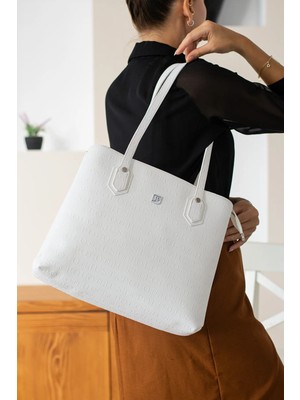 Just Polo Kadın Orijinal Just Polo Beyaz Büyük Boy El Çantası Tote Bag