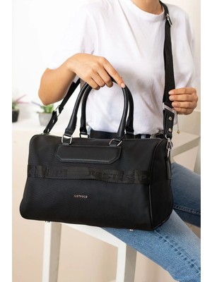 Just Polo Kadın Yeni Sezon Lakos Kumaş Silindir Büyük Boy El ve Omuz Çantası