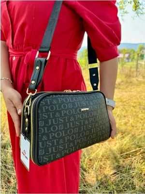 Just Polo Kadın Günlük Kullanıma Uygun Baskılı Ayarlanabilir Askılı Şık Omuz Çantası Ebat: 26 x 16 cm