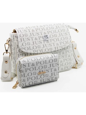 Just Polo Kadın Orijinal Just Polo Ayarlanabilir Askılı Şık El & Omuz Çantası ve Cüzdanı Kombin Shopper