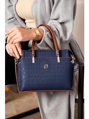 Just Polo Şıklığın ve Zarafetin Buluştuğu Shopper Lacivert Taba Kadın El Çantası Shoulder Bag