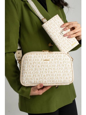 Just Polo Kadın Orta Boy Baskılı Şık Omuz Çantası ve Cüzdanı Kombin Shopper K232053MH